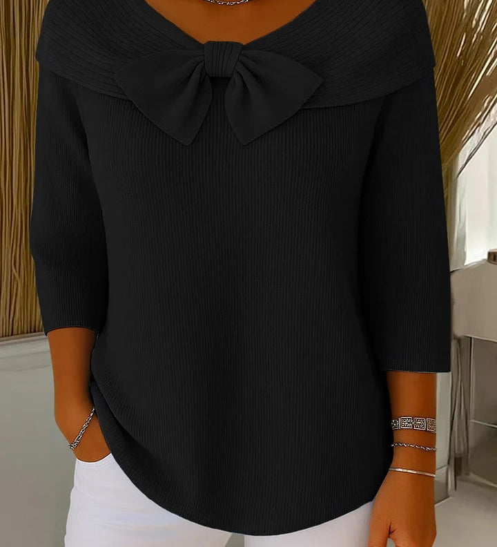 TIVELLA | SWEATER WITH BOW AND ROUND NECKLINE