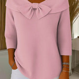 TIVELLA | SWEATER WITH BOW AND ROUND NECKLINE
