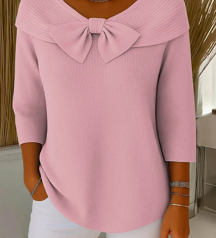 TIVELLA | SWEATER WITH BOW AND ROUND NECKLINE