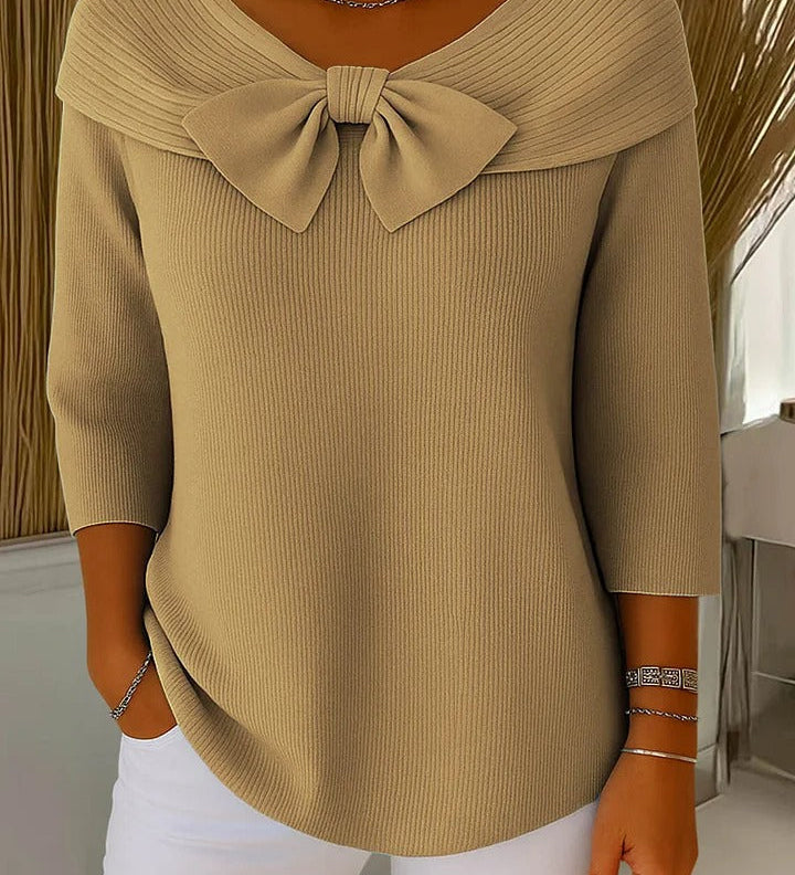 TIVELLA | SWEATER WITH BOW AND ROUND NECKLINE