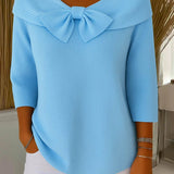 TIVELLA | SWEATER WITH BOW AND ROUND NECKLINE
