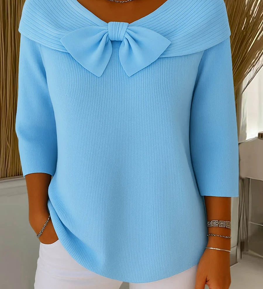 TIVELLA | SWEATER WITH BOW AND ROUND NECKLINE