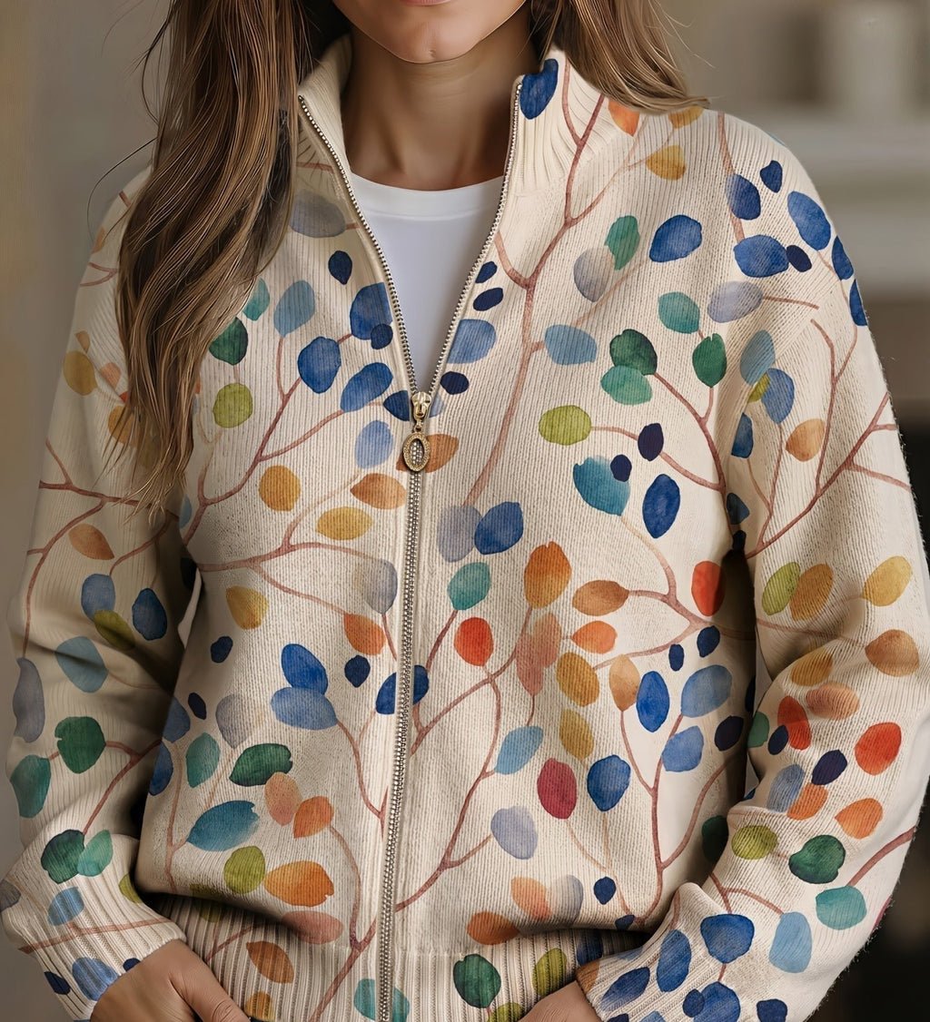Imogene™ | Cardigan con Motivo Botanico a Foglie