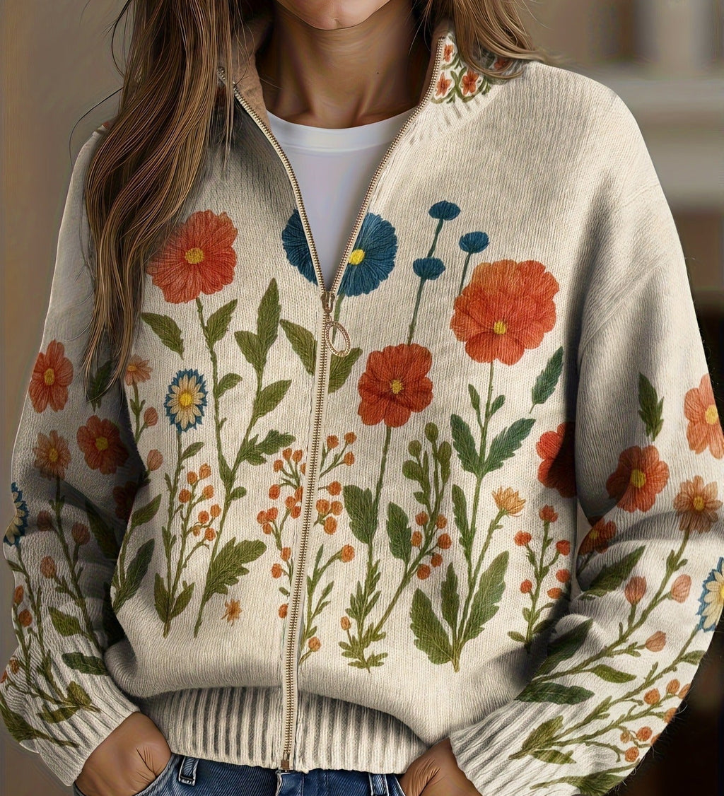 Wrenna™ | Zip-Up Cardigan in Wildflower Print